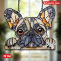 Faux Stained Glass Acrylic Suncatcher Featuring Cute French Bulldog Face, Playful Window Hanging Gift For Dog Lovers And Pet Moms