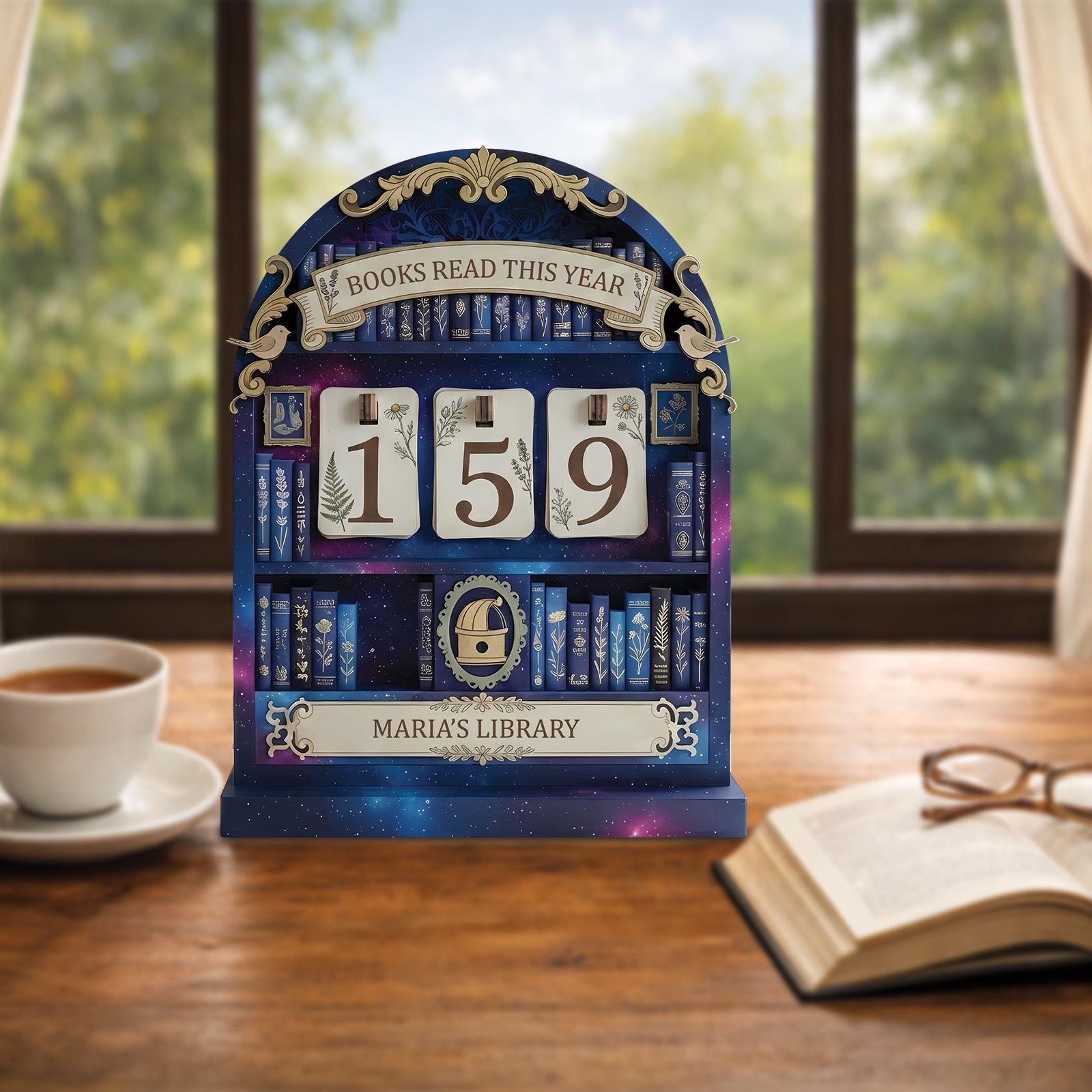 Celestial Library Book Tracker Galaxy Reading Goal Counter Astrology Space Decor Reader Gift