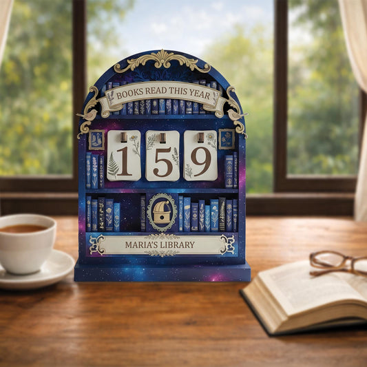 Celestial Library Book Tracker Galaxy Reading Goal Counter Astrology Space Decor Reader Gift