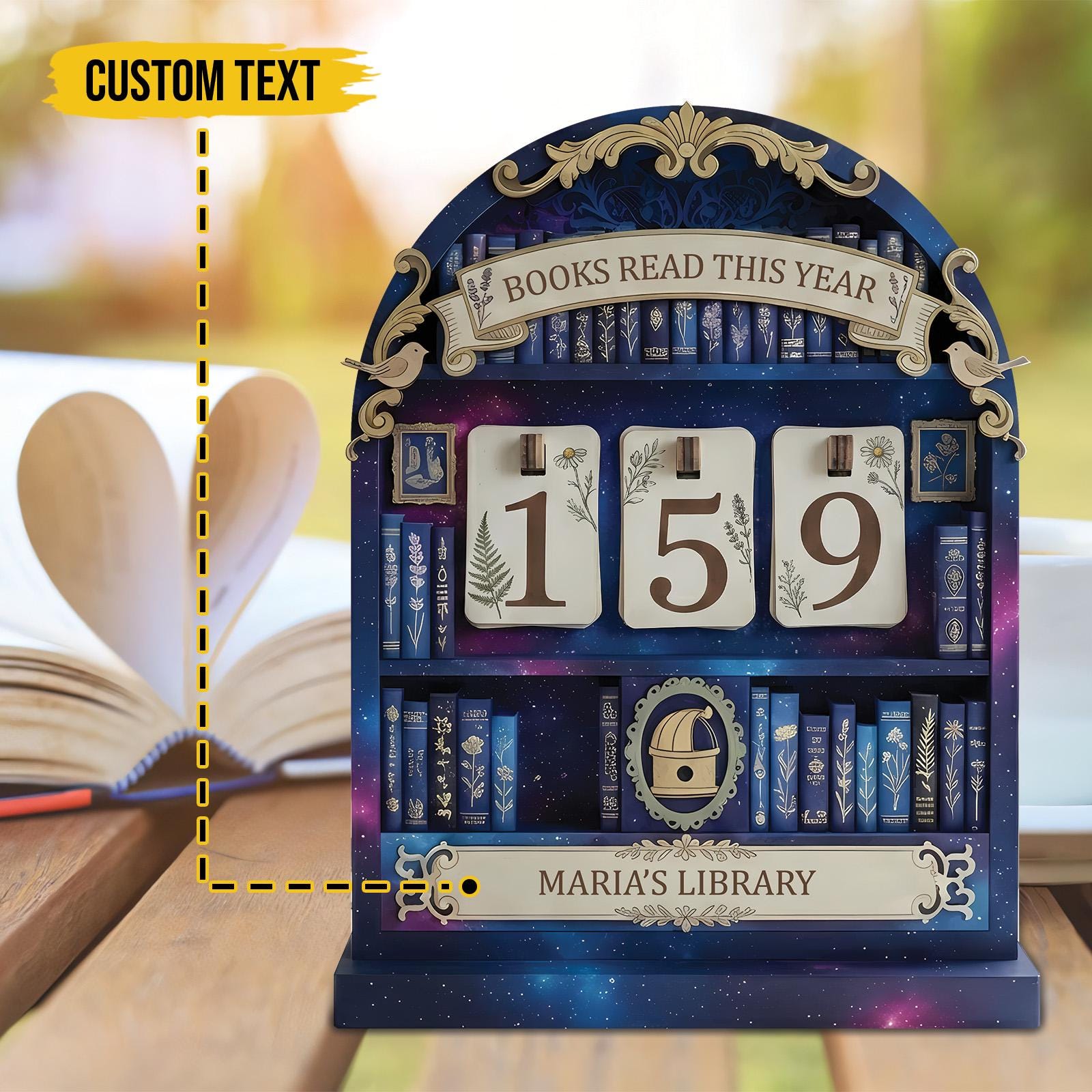Celestial Library Book Tracker Galaxy Reading Goal Counter Astrology Space Decor Reader Gift