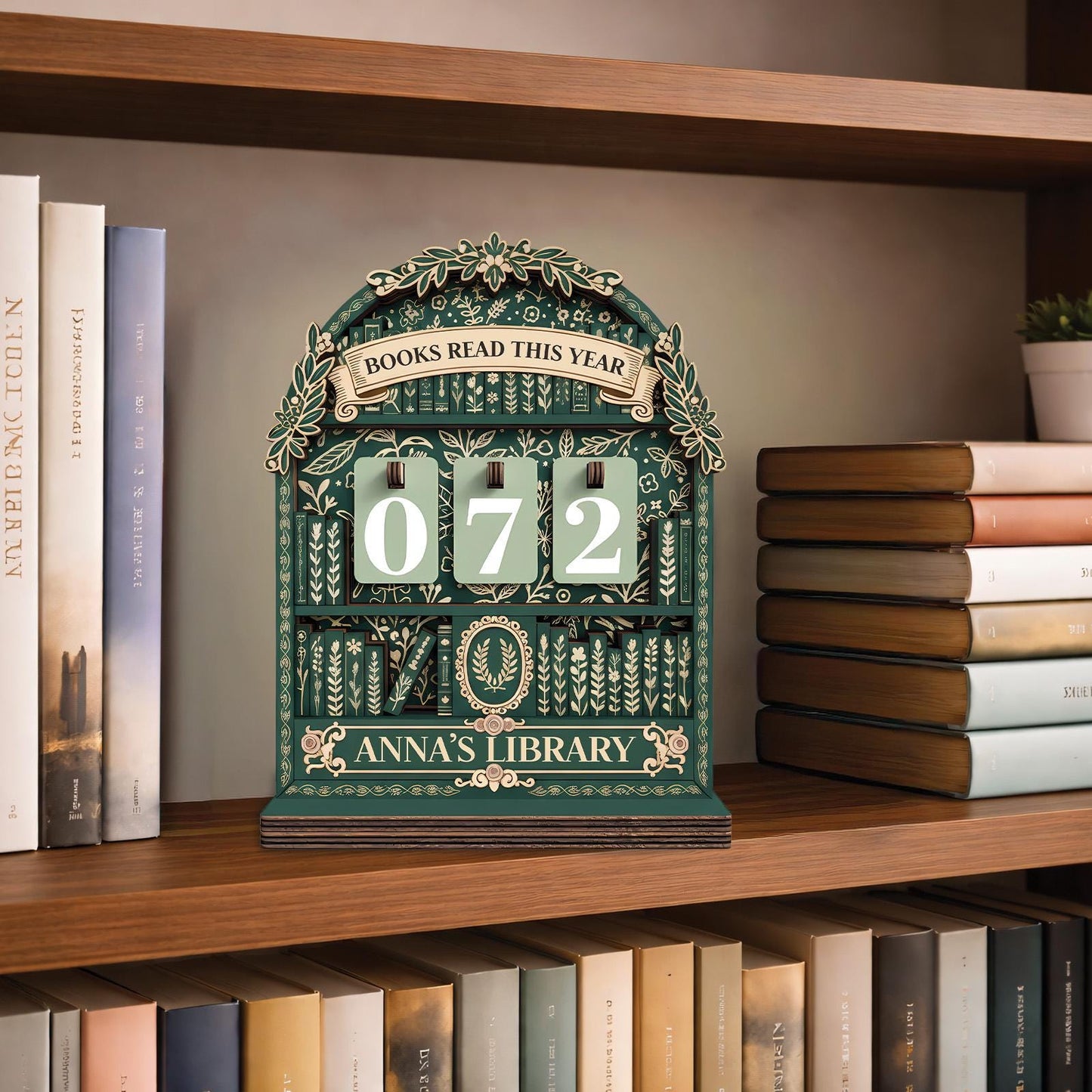 Personalized Book Tracker For Readers Custom Library Sign Wooden Gift For Book Lovers
