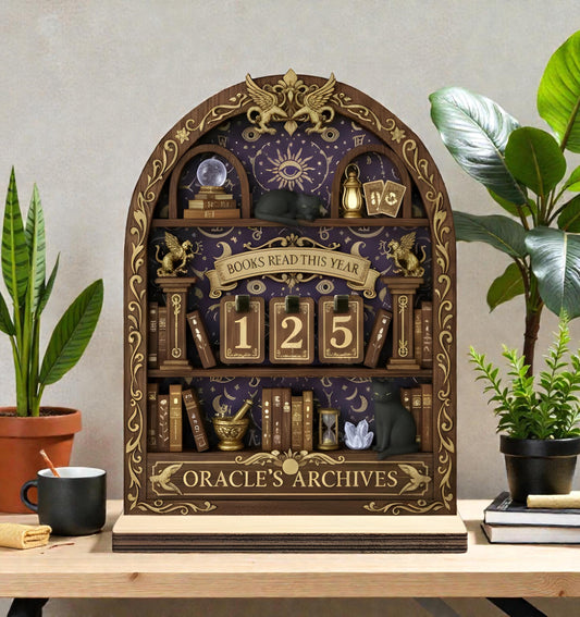 Celestial Gothic Wooden Books Read Tracker Witchy Library Reading Display