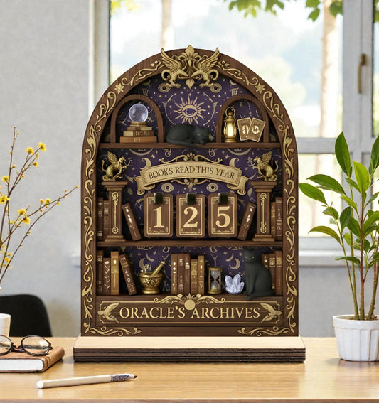 Celestial Gothic Wooden Books Read Tracker Witchy Library Reading Display