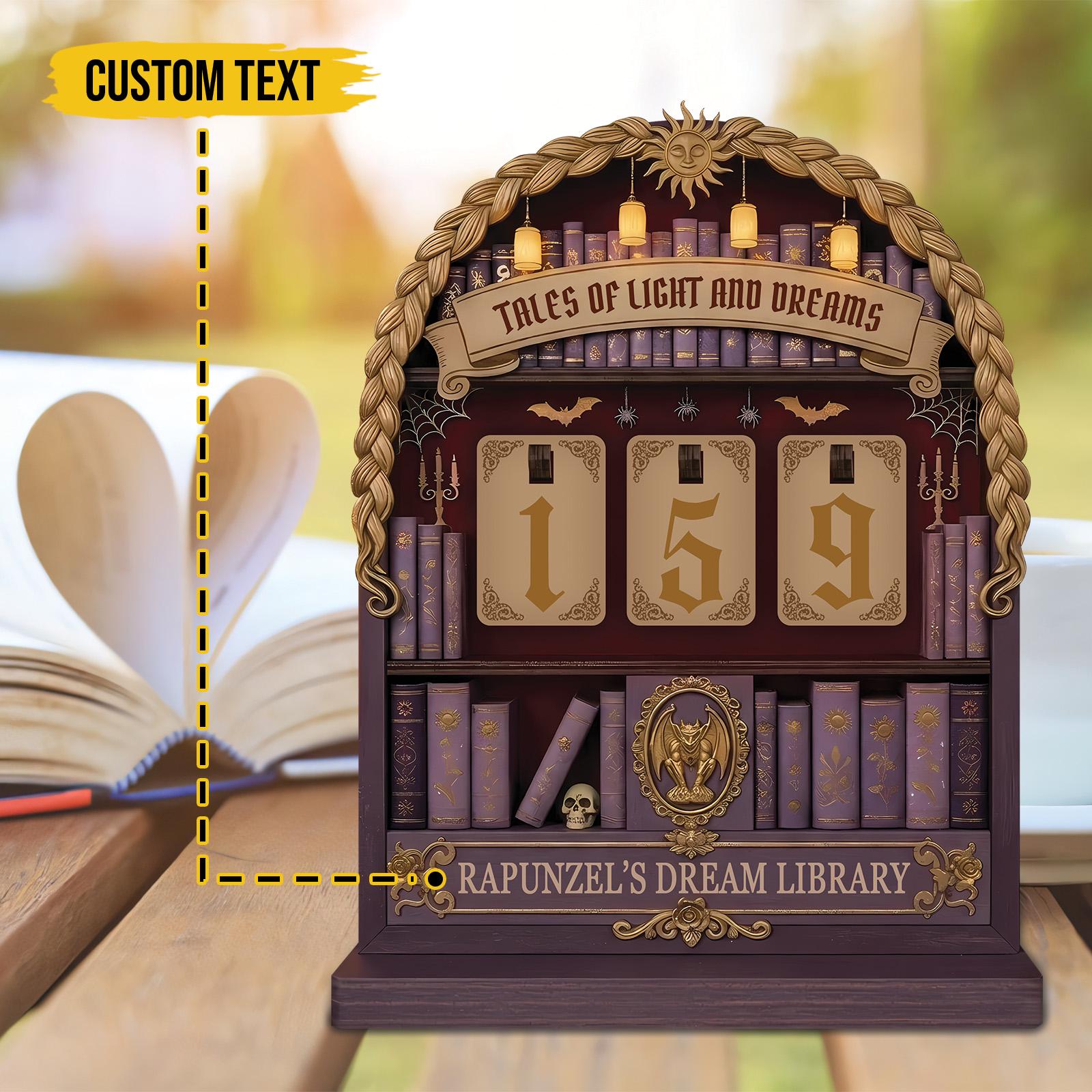Fairytale Princess Book Tracker, Rapunzel Inspired Reading Goal Counter Fantasy Reader Gift Shelf Decor