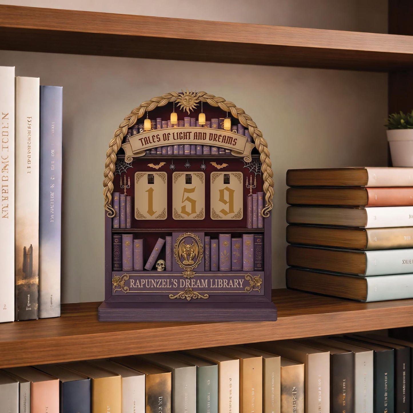 Fairytale Princess Book Tracker, Rapunzel Inspired Reading Goal Counter Fantasy Reader Gift Shelf Decor