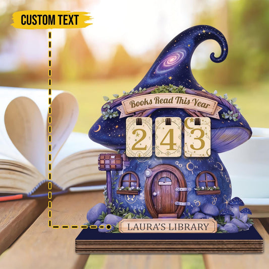 Celestial Galaxy Mushroom Wooden Book Tracker Magical Fairy Reading Decor