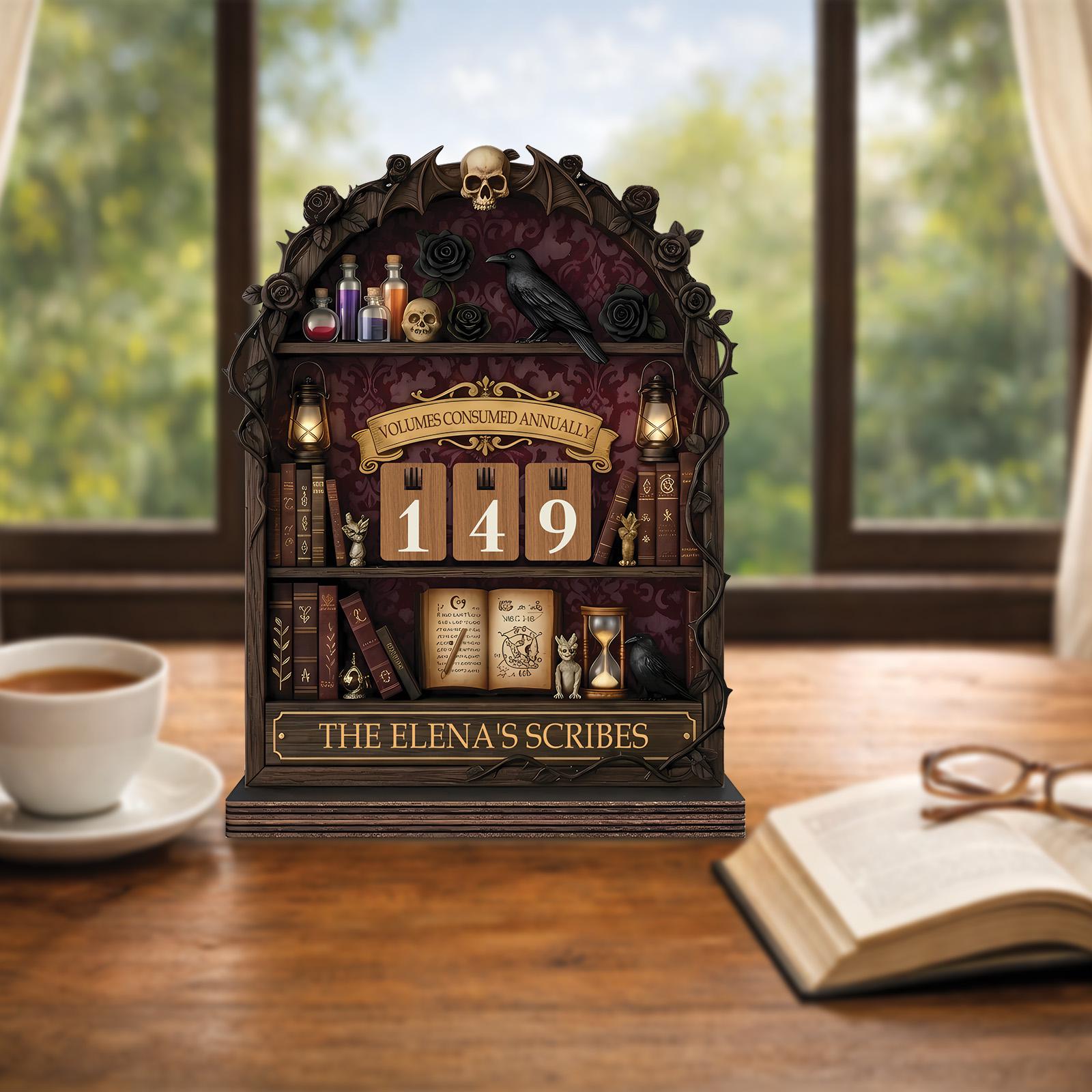 Dark Academia Necromancer Library Book Tracker Gothic Reading Counter Decor Gift