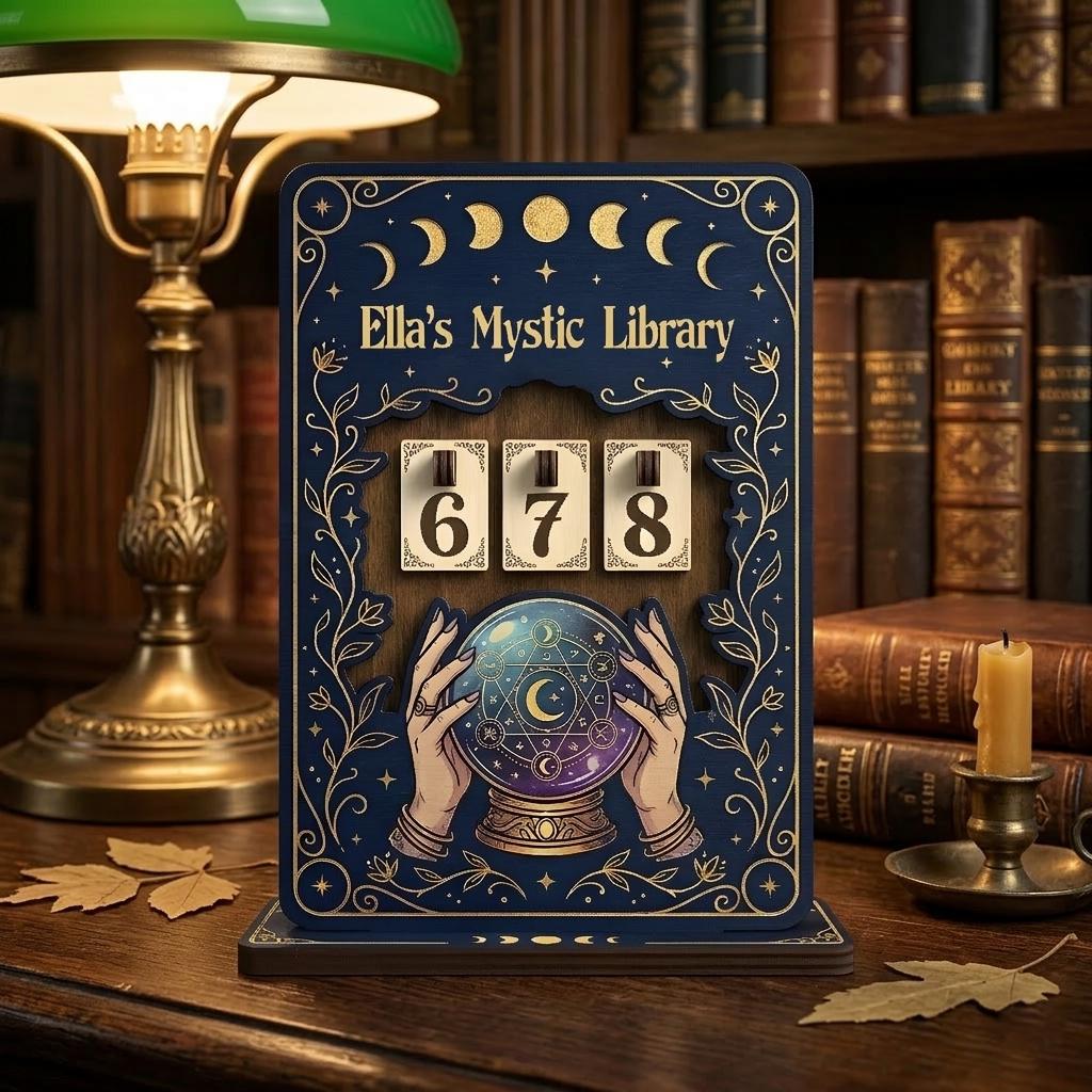 Celestial Mystic Library Book Tracker Crystal Ball Reading Counter Reader Gift Decor