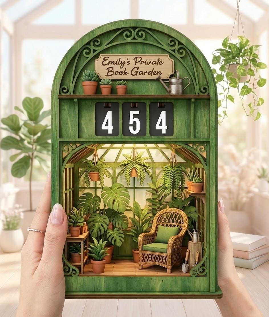 Victorian Botanical Library Book Tracker, Greenhouse Reading Counter Plant Decor Gift