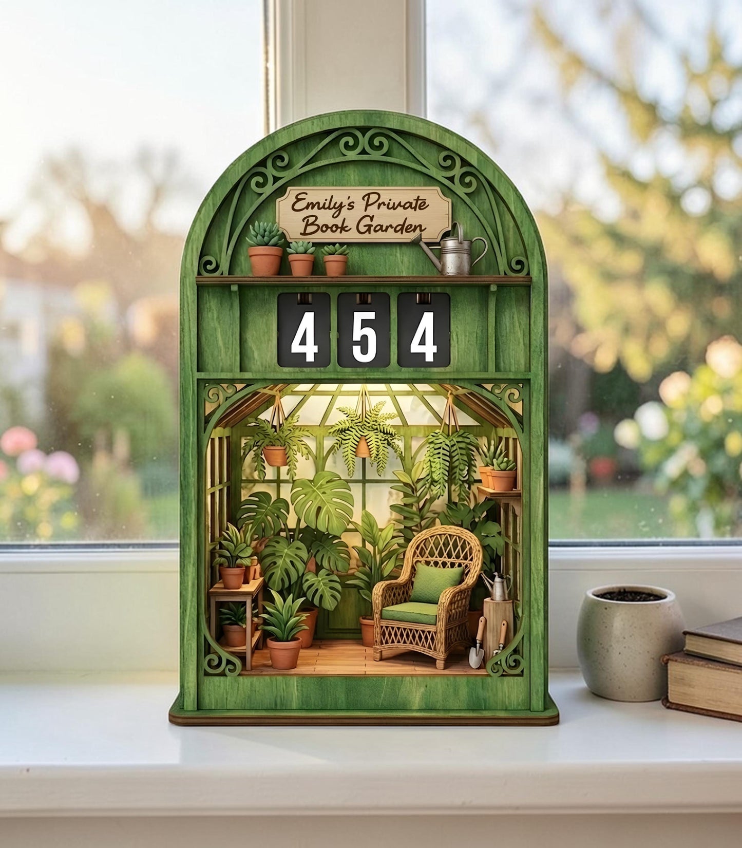Victorian Botanical Library Book Tracker, Greenhouse Reading Counter Plant Decor Gift