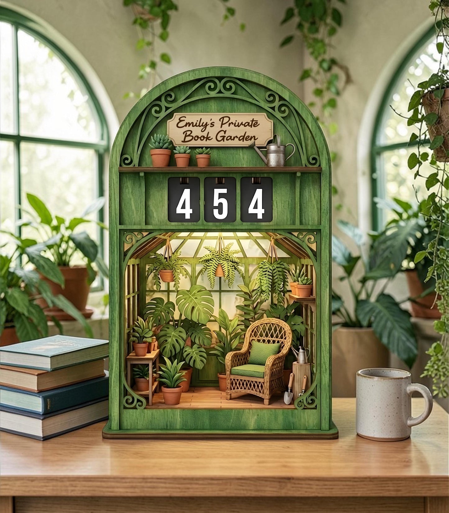 Victorian Botanical Library Book Tracker, Greenhouse Reading Counter Plant Decor Gift