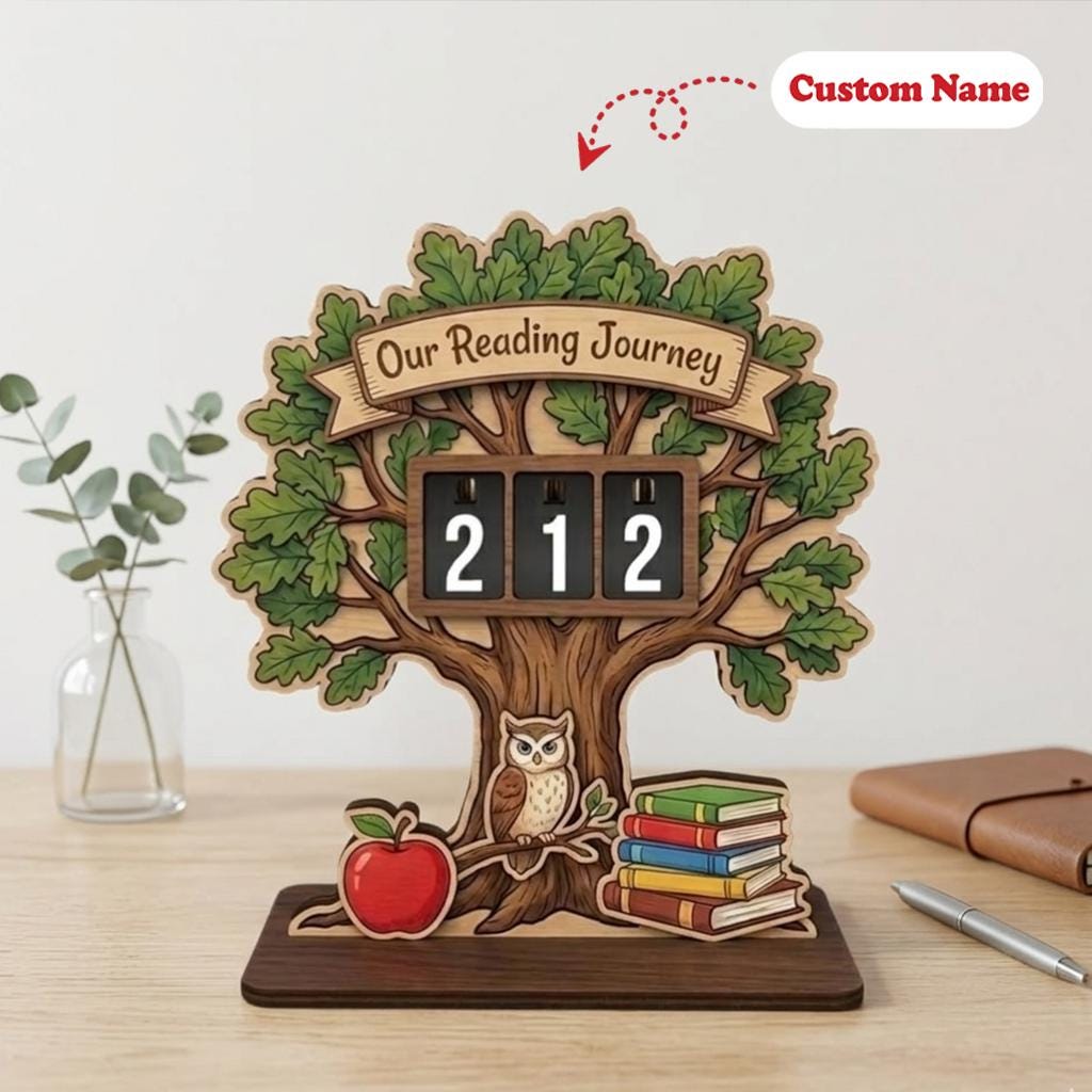 Personalized Teacher Book Tracker Reading Journey Tree Decor Classroom Library Gift Keepsake