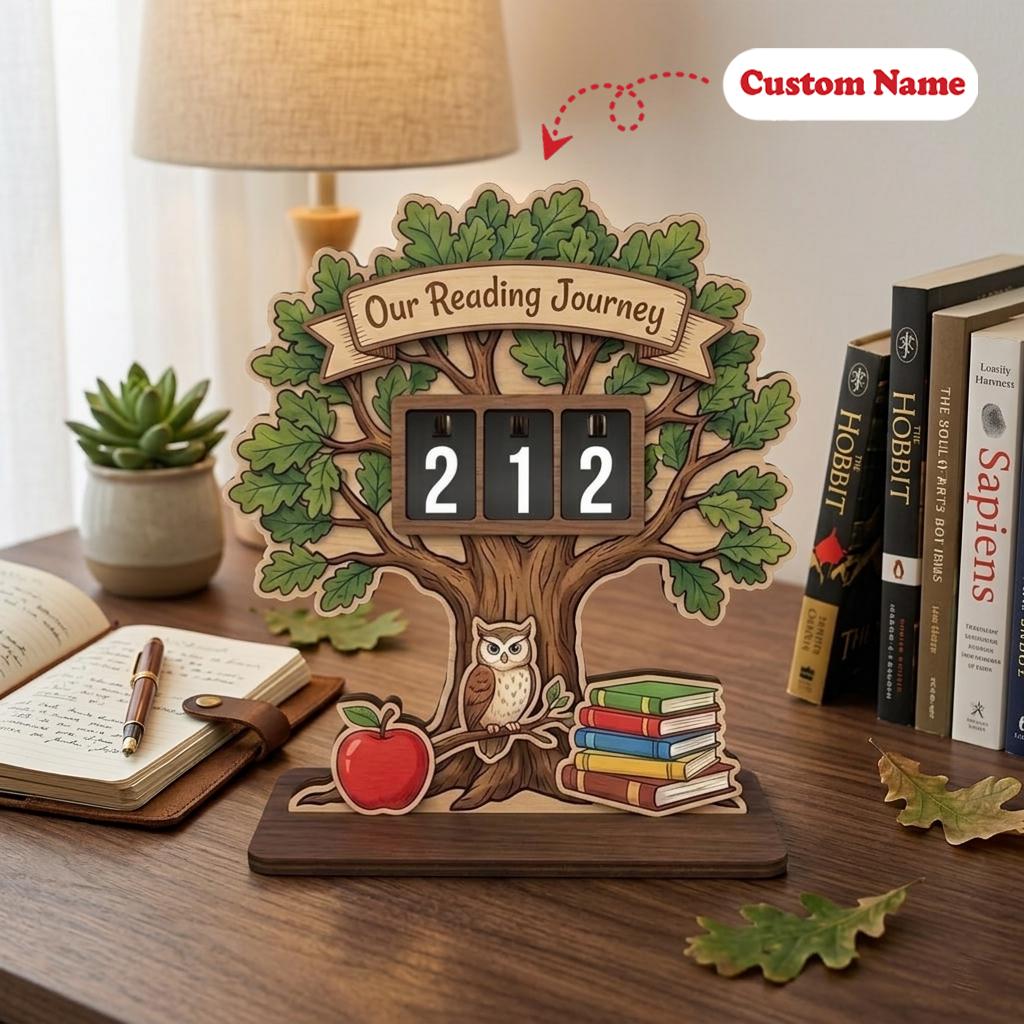 Personalized Teacher Book Tracker Reading Journey Tree Decor Classroom Library Gift Keepsake