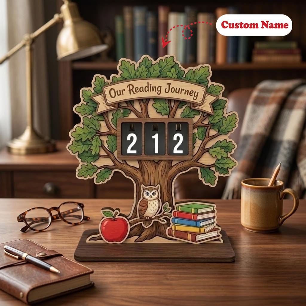 Personalized Teacher Book Tracker Reading Journey Tree Decor Classroom Library Gift Keepsake