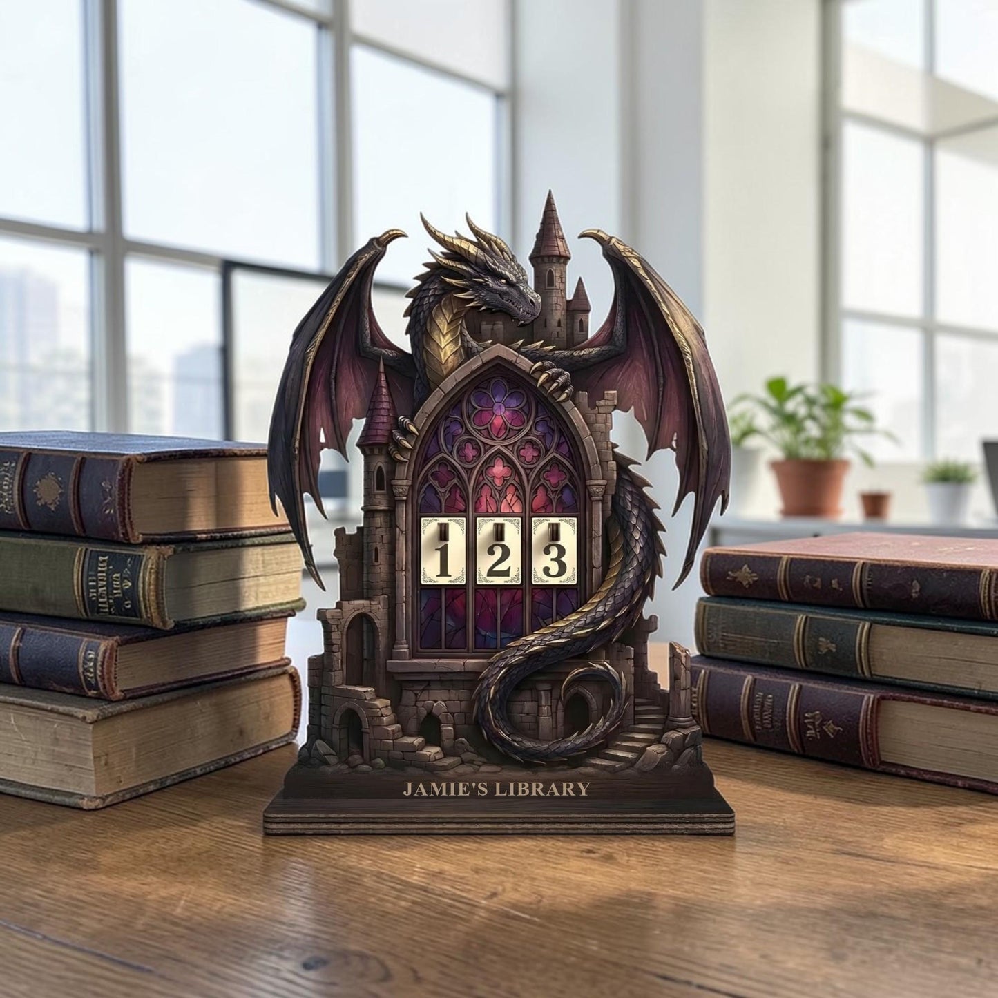 Romantasy Dragon Tower Reading Tracker, Custom Bookish Gift For Fantasy Lovers Dragon Wings Castle