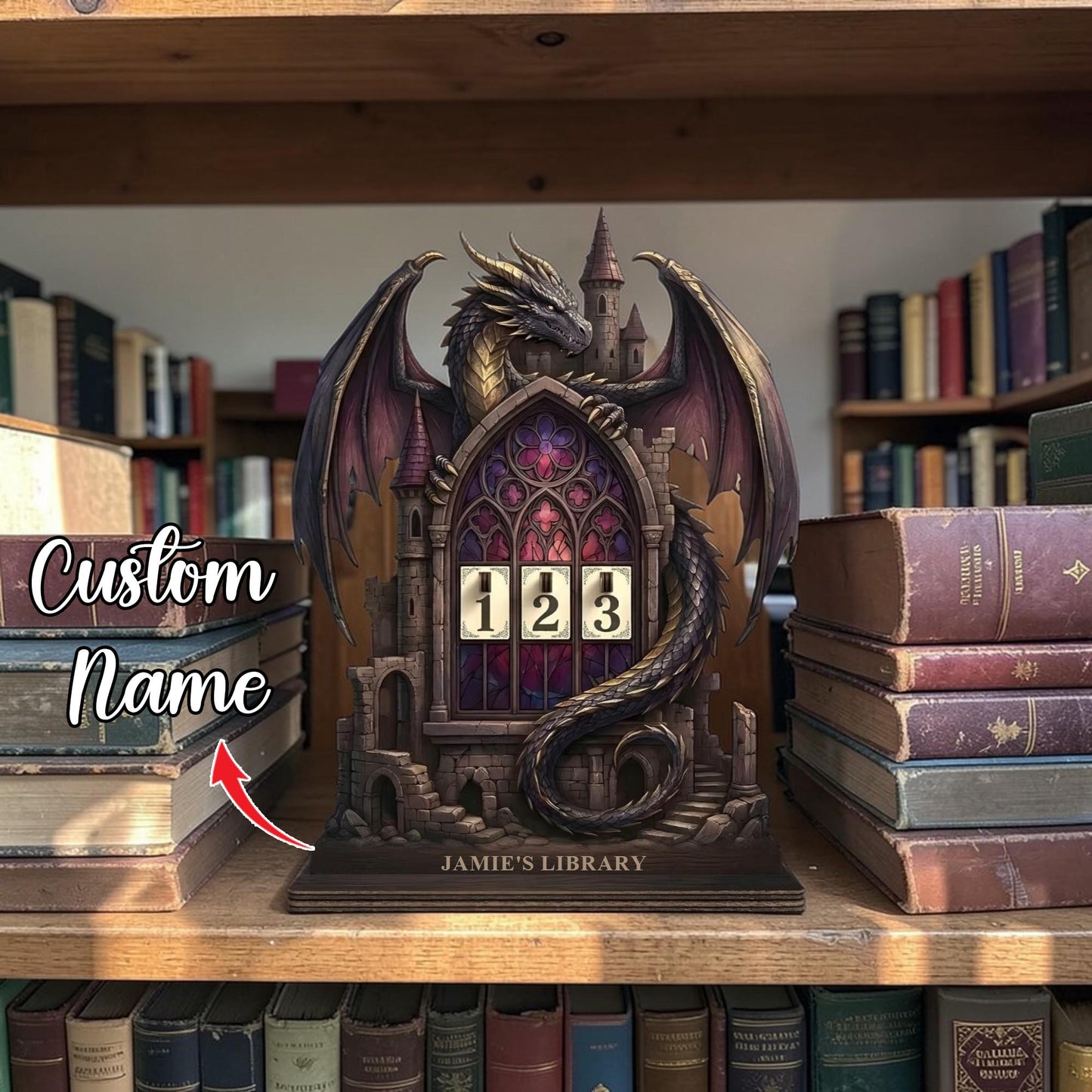 Romantasy Dragon Tower Reading Tracker, Custom Bookish Gift For Fantasy Lovers Dragon Wings Castle