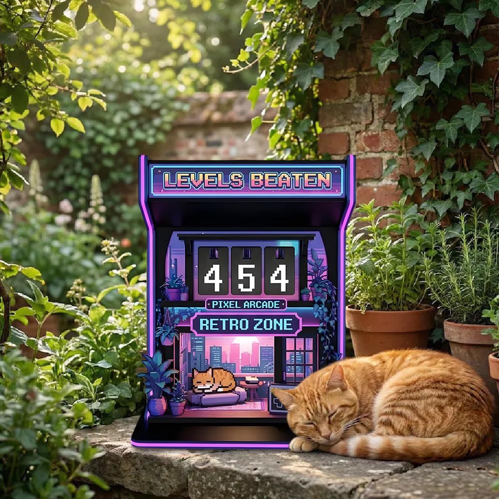 Personalized Wooden Book Tracker: Retro Gaming Neon Decor, Reading Counter