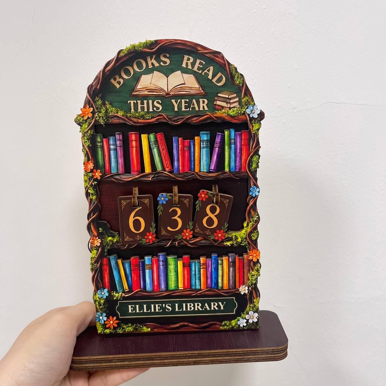 Personalized Wooden Book Tracker: Books Read This Year Display