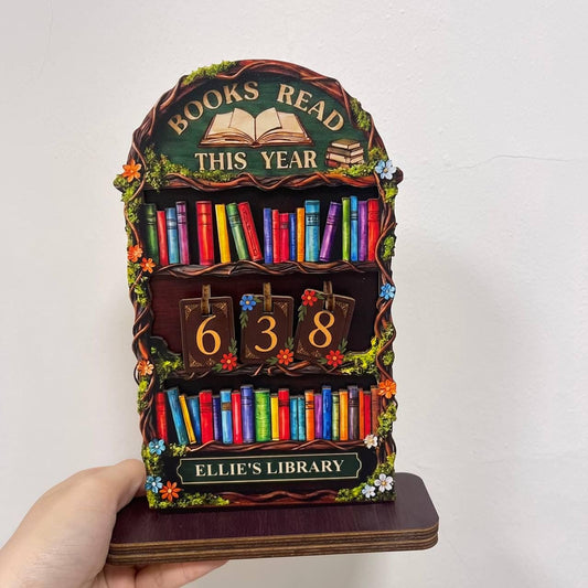 Personalized Wooden Book Tracker: Books Read This Year Display