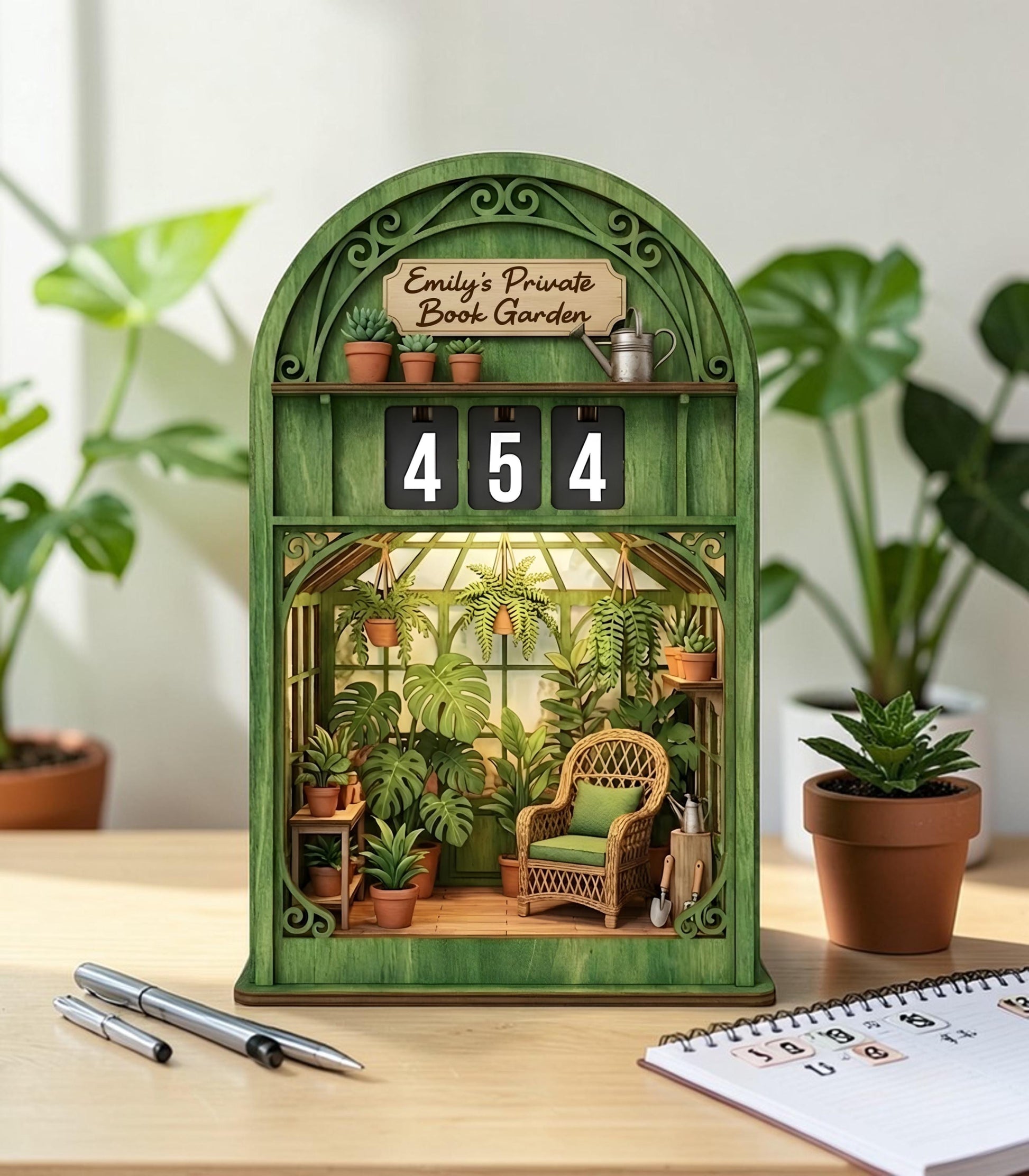 Victorian Botanical Library Book Tracker, Greenhouse Reading Counter Plant Decor Gift