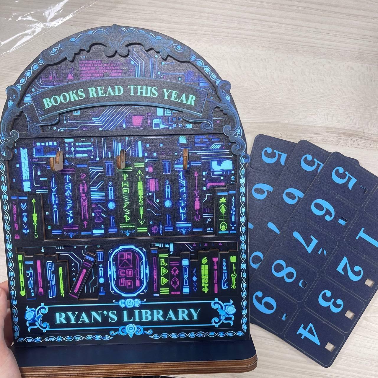 Cyberpunk Neon Book Tracker Futuristic Reading Counter, Sci Fi Library Decor Tech, Bookish Gift