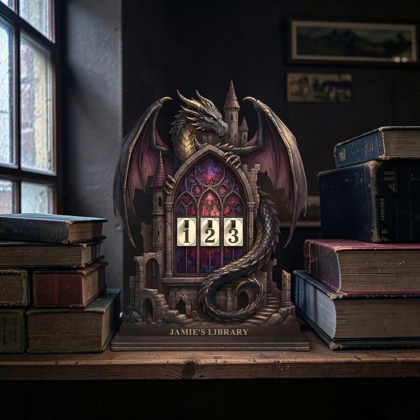 Romantasy Dragon Tower Reading Tracker, Custom Bookish Gift For Fantasy Lovers Dragon Wings Castle