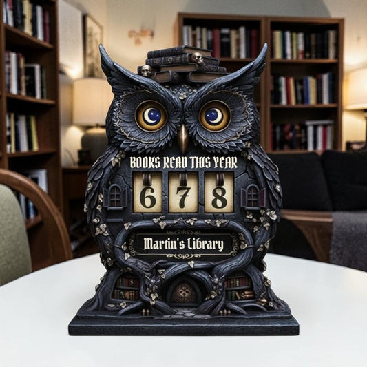 Custom Wooden Owl Book Tracker Reading Goal Counter Personalized Library Decor Gift For Readers Art