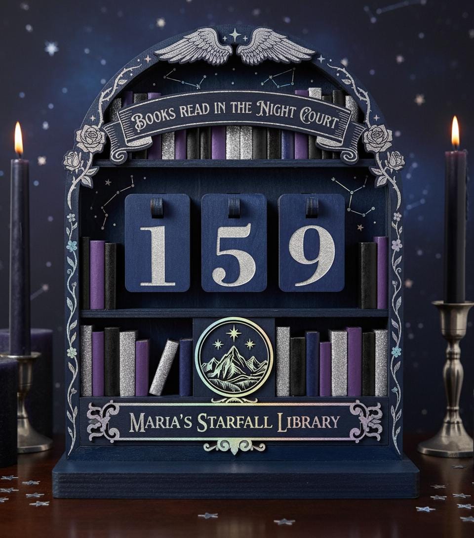 Custom Book Reading Tracker Night Court Starfall Library Shelf Decor Personalized Reader Gift Reading Milestone Tracker Fantasy Book Art