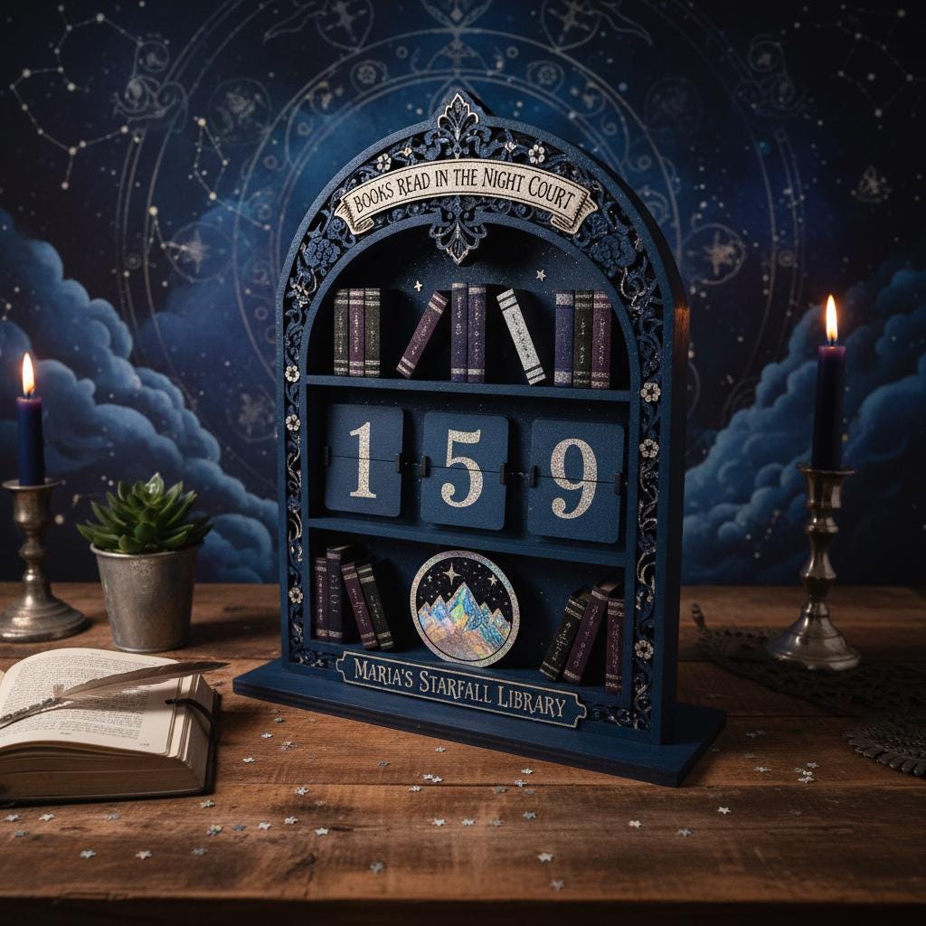 Custom Book Reading Tracker Night Court Starfall Library Shelf Decor Personalized Reader Gift Reading Milestone Tracker Fantasy Book Art