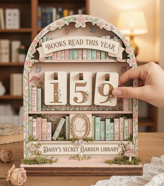 Charming Wooden Book Tracker Shelf, Cottagecore Reading Log Display, Personalized Books Read This Year Counter, Unique Book Lover Gift