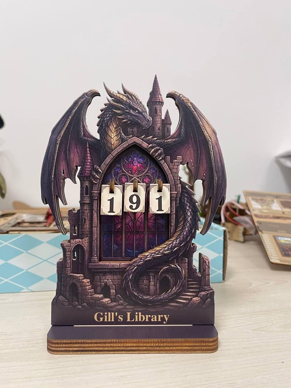 Romantasy Dragon Tower Reading Tracker, Custom Bookish Gift For Fantasy Lovers Dragon Wings Castle