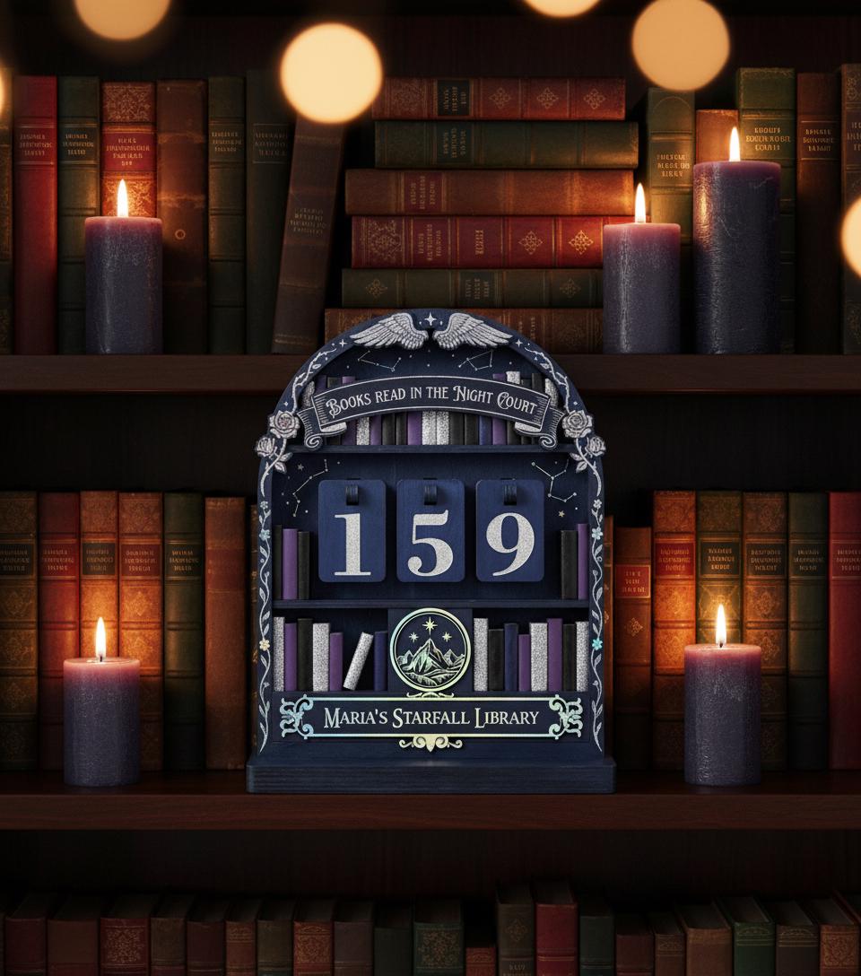 Custom Book Reading Tracker Night Court Starfall Library Shelf Decor Personalized Reader Gift Reading Milestone Tracker Fantasy Book Art