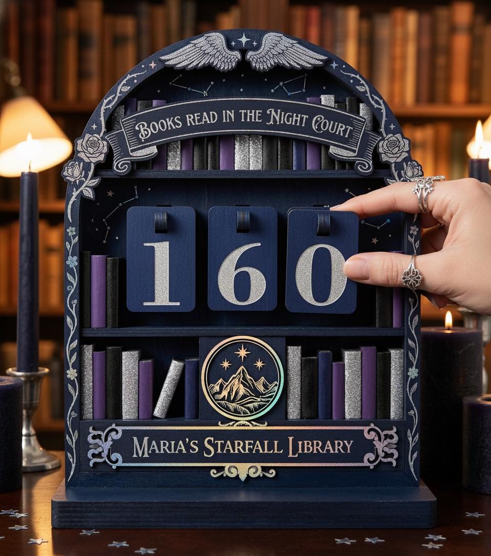 Custom Book Reading Tracker Night Court Starfall Library Shelf Decor Personalized Reader Gift Reading Milestone Tracker Fantasy Book Art