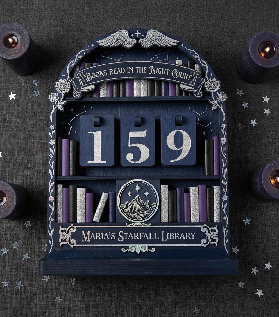 Custom Book Reading Tracker Night Court Starfall Library Shelf Decor Personalized Reader Gift Reading Milestone Tracker Fantasy Book Art