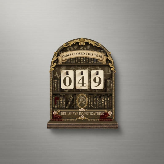 Cases Closed Tracker Stand Dellahaye Investigations Noir Style Goal Counter Vintage Detective Library Decor Gift For Mystery Lovers