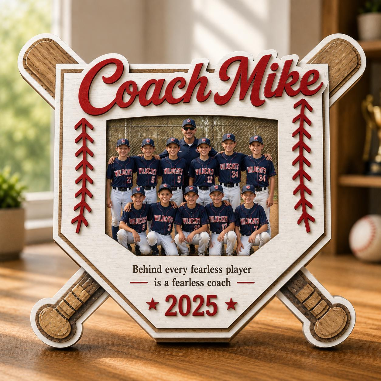 Personalized Baseball Coach Gift, Custom Team Baseball Photo Frame Plaque, End Of Season Thank You Present, Senior Night Keepsake For Coach