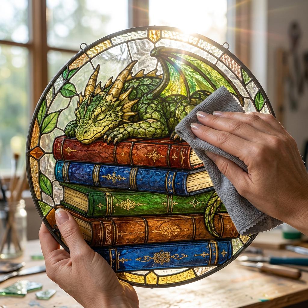 Fantasy Dragon Acrylic Suncatcher, Book Lover Gift, Magical Library Window Hanging, Reader Room Decor