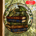 Fantasy Dragon Acrylic Suncatcher, Book Lover Gift, Magical Library Window Hanging, Reader Room Decor