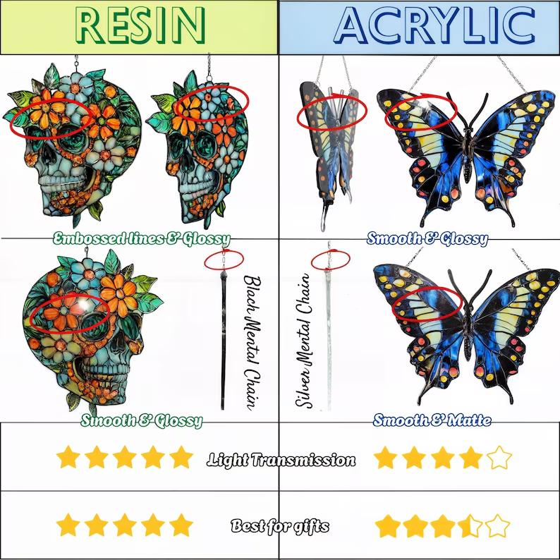Gothic Butterfly Skull Suncatcher, Dark Academia Window Decor, Halloween Hanging Ornament, Witchy Home Decor Gift