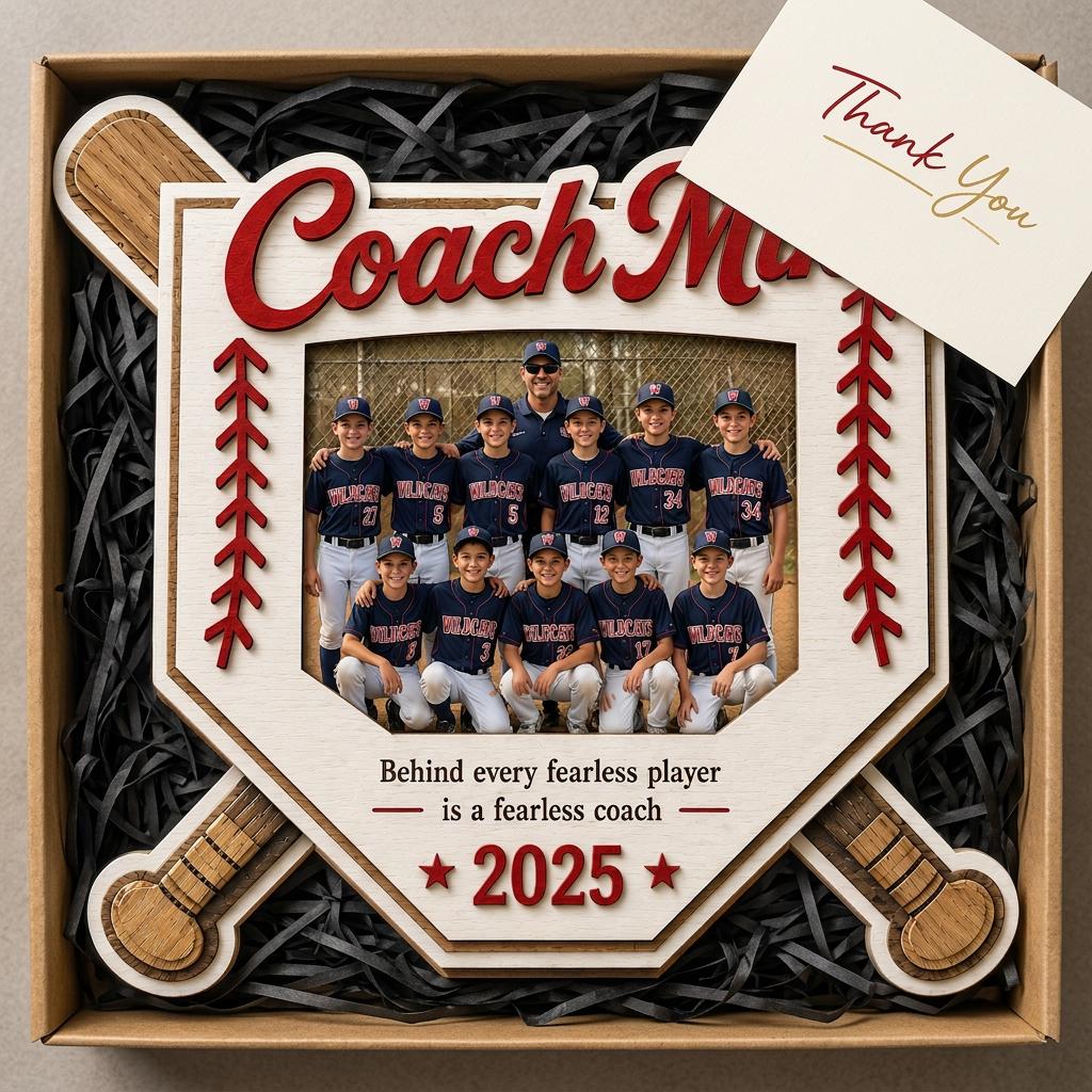 Personalized Baseball Coach Gift, Custom Team Baseball Photo Frame Plaque, End Of Season Thank You Present, Senior Night Keepsake For Coach