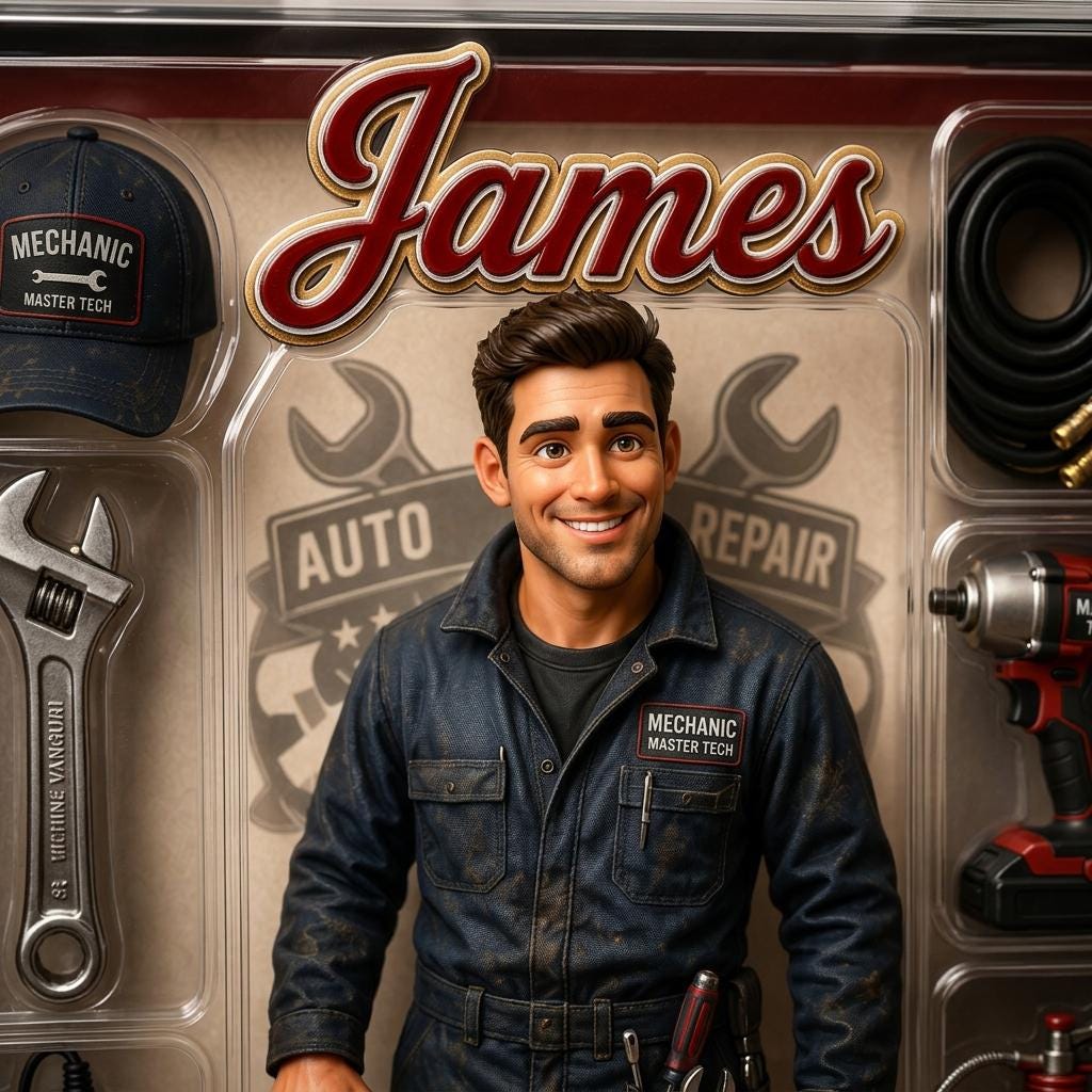 Custom Mechanic Acrylic Plaque, Personalized Auto Technician Action Figure Display, Garage Worker Retirement Gift