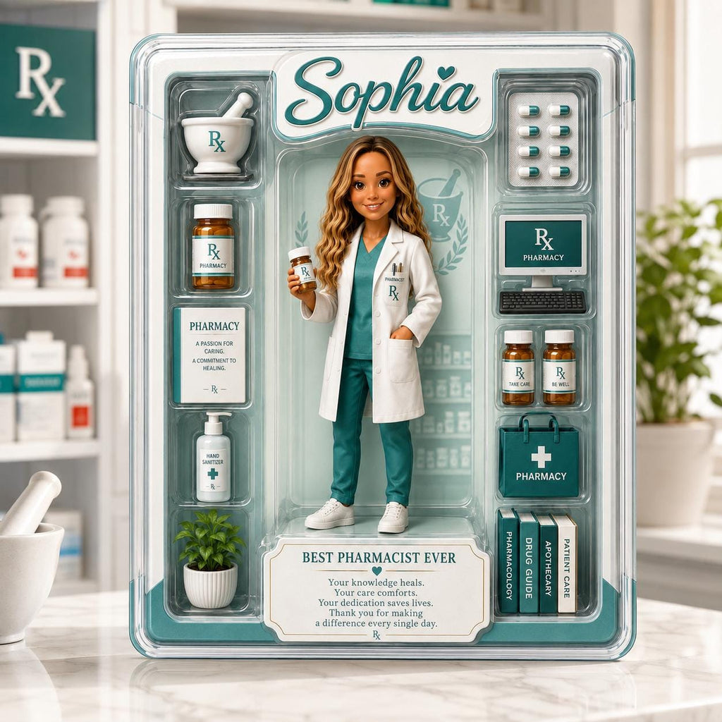 Custom Pharmacist Acrylic Plaque, Personalized Pharmacy Action Figure Display, Healthcare Worker Appreciation Gift