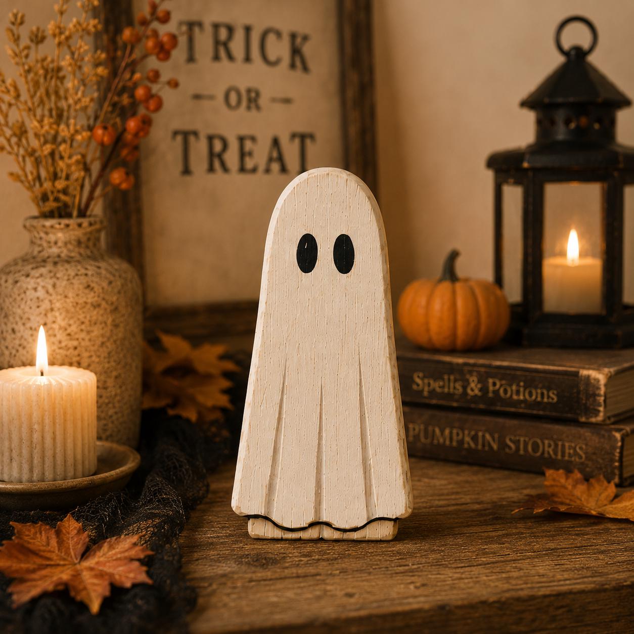Halloween Wooden Block Decor Set, Spooky Character Shelf Sitters, Vampire Mummy Ghost Pumpkin Frankenstein Rustic Home Decor
