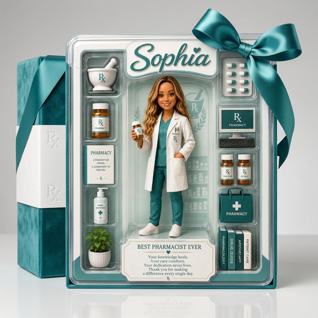 Custom Pharmacist Acrylic Plaque, Personalized Pharmacy Action Figure Display, Healthcare Worker Appreciation Gift