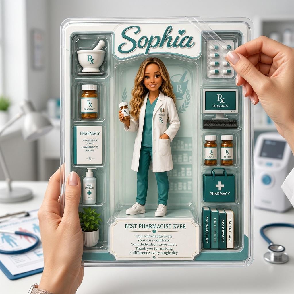 Custom Pharmacist Acrylic Plaque, Personalized Pharmacy Action Figure Display, Healthcare Worker Appreciation Gift