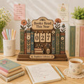 Wooden Book Tracker Stand, Custom Books Read This Year Display, Floral Bookshelf Decor, Personalized Reader Gift for Home Library