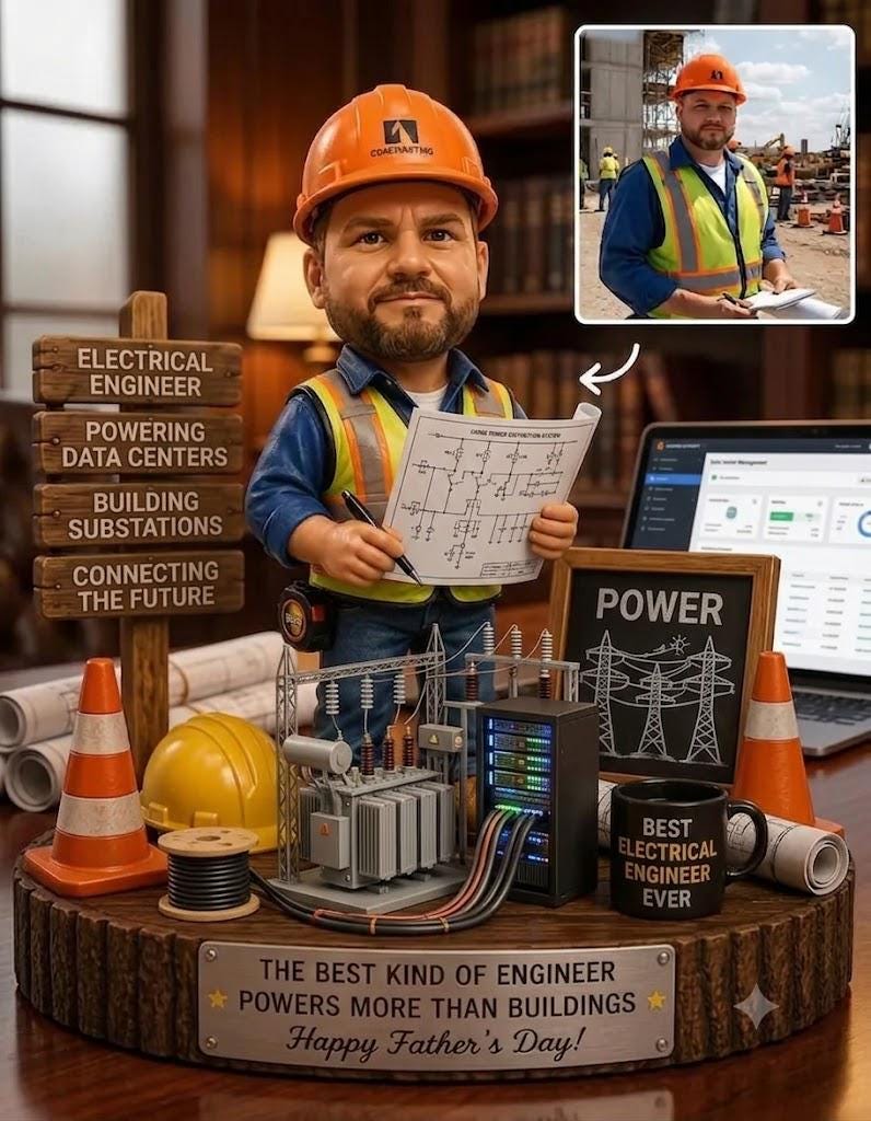 2D PRINTED Personalized Engineer Wooden Block, Custom Construction Worker Portrait Gift, Father's Day Keepsake