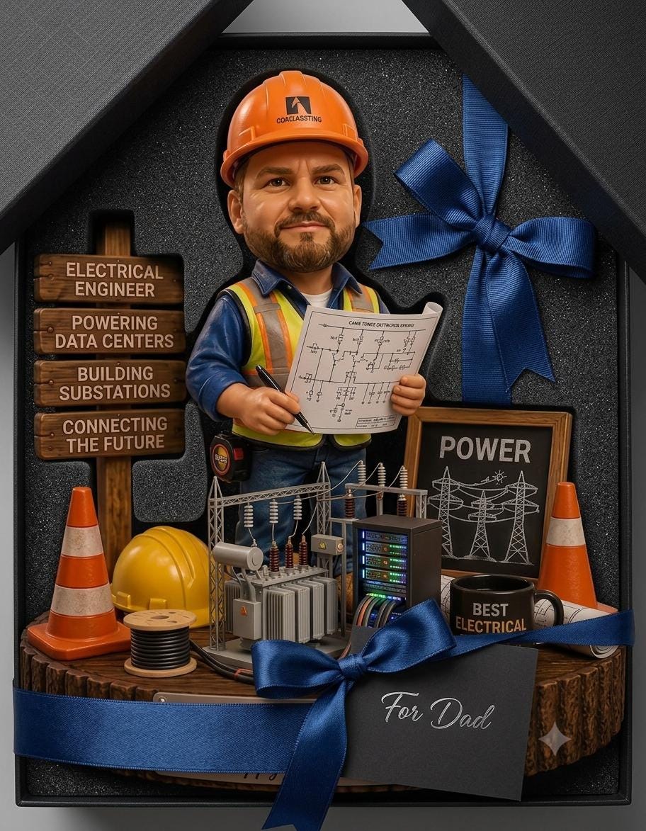 2D PRINTED Personalized Engineer Wooden Block, Custom Construction Worker Portrait Gift, Father's Day Keepsake