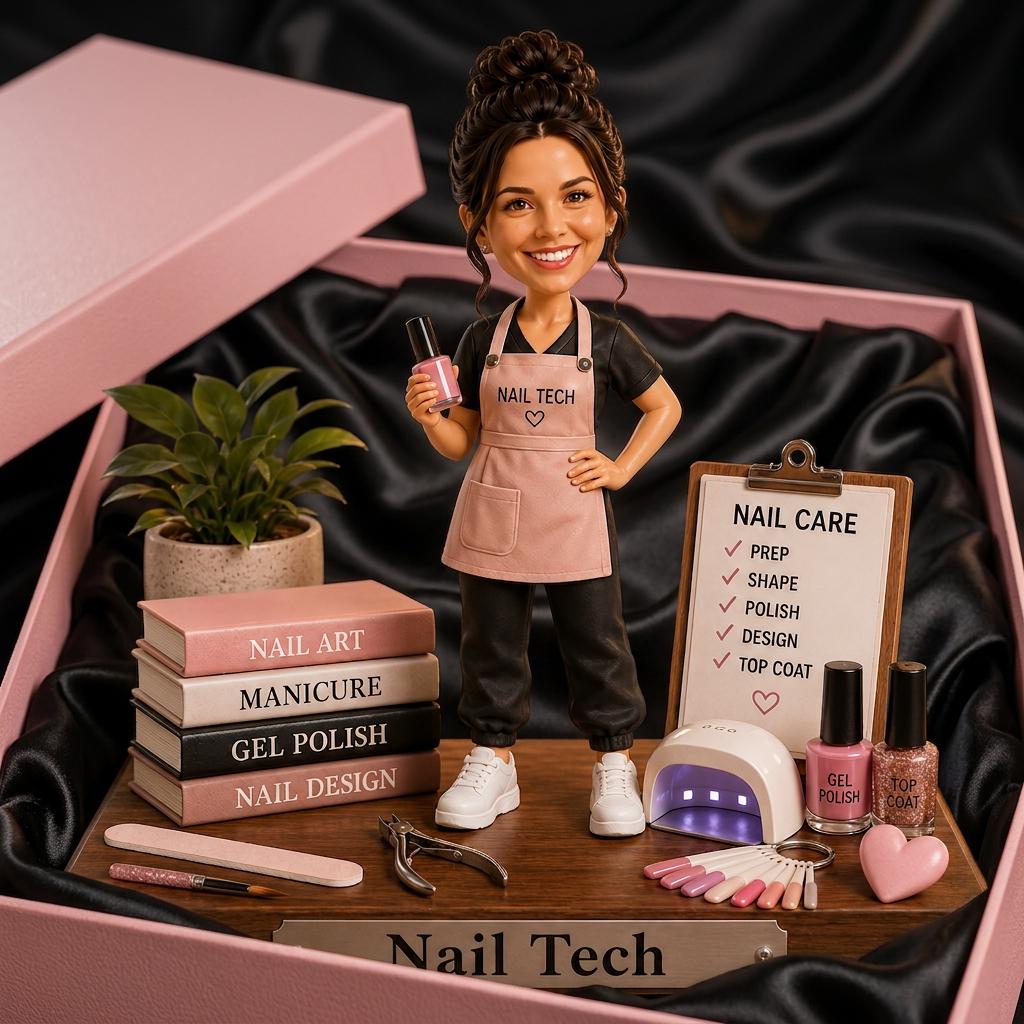2D PRINTED Personalized Nail Tech Custom Figure Wooden Block, 2D Printed Portrait Gift for Nail Artist, Manicurist, Salon Owner Decor