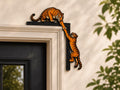 Tiger Door Corner Wooden Sign, Playful Climbing Tigers Door Frame Decor, Wildlife Home Accent, Jungle Animal Gift